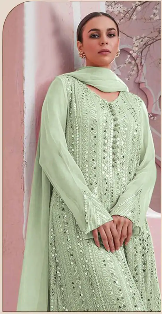 DS 001255 Parrot Green Color Georgette Embroidered Straight Pakistani Salwar Suit Wedding, Festive, Events Etc. Expected Delivery 4-6 Working Days @1949/- | Salwar suit, Designer Suits, Casual Suits, Creative suits, Palazzo Suits, Party Wear Suits, Patiala Suits, Straight Suits