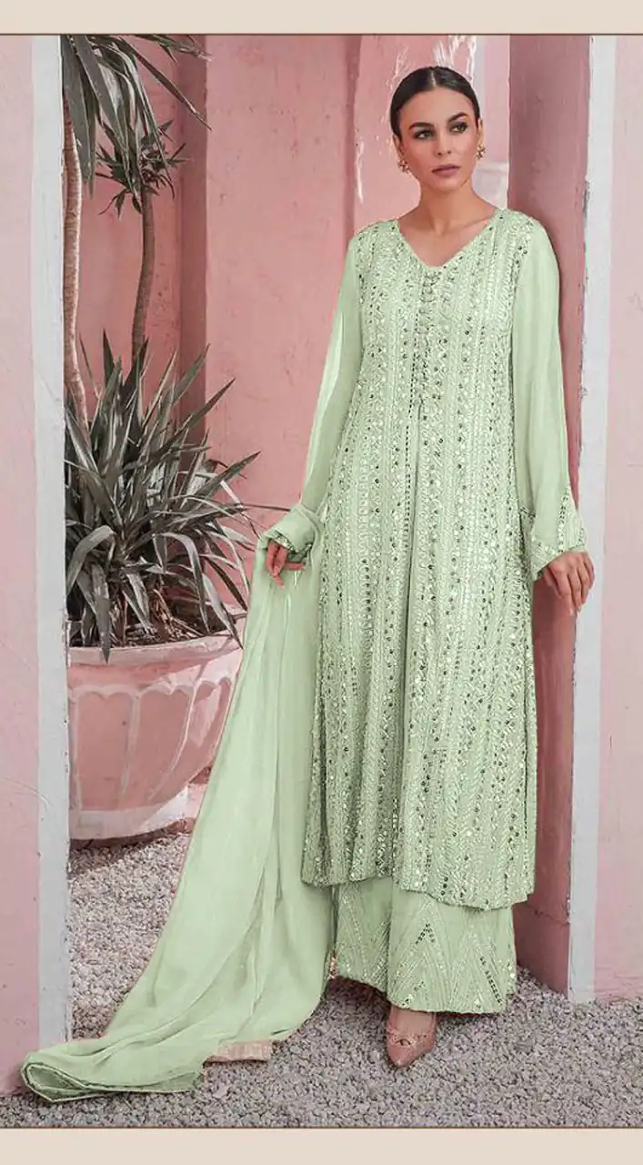 DS 001255 Parrot Green Color Georgette Embroidered Straight Pakistani Salwar Suit Wedding, Festive, Events Etc. Expected Delivery 4-6 Working Days @1949/- | Salwar suit, Designer Suits, Casual Suits, Creative suits, Palazzo Suits, Party Wear Suits, Patiala Suits, Straight Suits