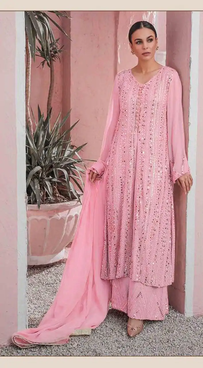 DS 001255 Pink Color Georgette Embroidered Straight Pakistani Salwar Suit Casual, Wedding, Festive, Events Etc. Expected Delivery 4-6 Working Days @1949/- | Salwar suit, Designer Suits, Casual Suits, Creative suits, Palazzo Suits, Party Wear Suits, Patiala Suits, Straight Suits