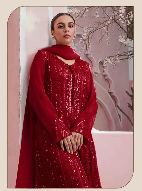 DS 001255 Red Color Georgette Embroidered Straight Pakistani Salwar Suit Casual, Wedding, Festive, Events Etc. Expected Delivery 4-6 Working Days @1949/- | Salwar suit, Designer Suits, Casual Suits, Creative suits, Palazzo Suits, Party Wear Suits, Patiala Suits, Straight Suits