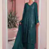 Latest Stone Green Color Georgette Embroidered Sequence Work Straight Salwar Suit
