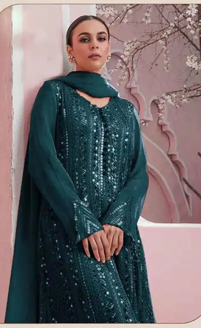 DS 001255 Stone Green Color Georgette Embroidered Straight Pakistani Salwar Suit Wedding, Festive, Events Etc. Expected Delivery 4-6 Working Days @1949/- | Salwar suit, Designer Suits, Casual Suits, Creative suits, Palazzo Suits, Party Wear Suits, Patiala Suits, Straight Suits