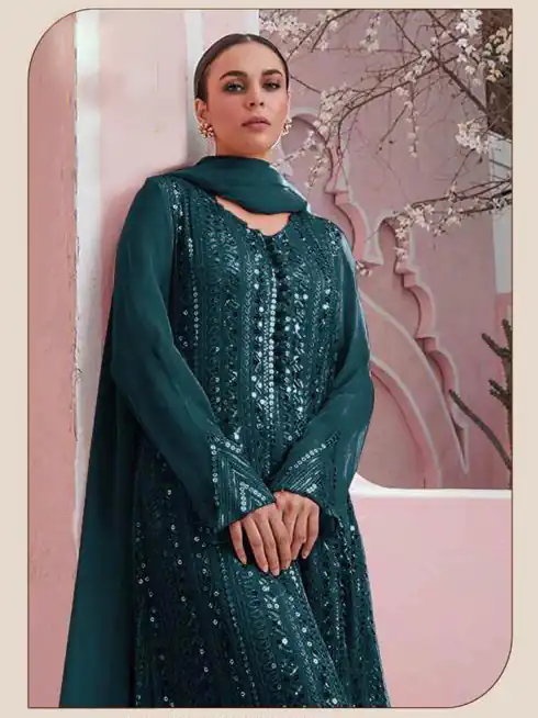 DS 001255 Stone Green Color Georgette Embroidered Straight Pakistani Salwar Suit Wedding, Festive, Events Etc. Expected Delivery 4-6 Working Days @1949/- | Salwar suit, Designer Suits, Casual Suits, Creative suits, Palazzo Suits, Party Wear Suits, Patiala Suits, Straight Suits