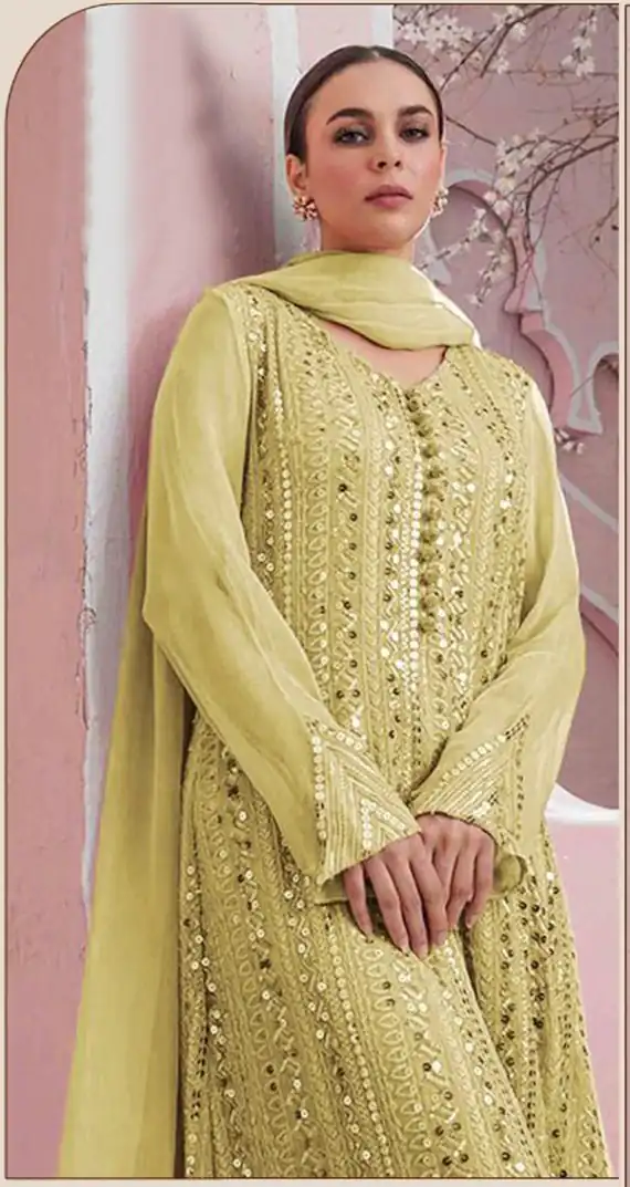 DS 001255 Yellow Color Georgette Embroidered Straight Pakistani Salwar Suit Casual, Wedding, Festive, Events Etc. Expected Delivery 4-6 Working Days @1949/- | Salwar suit, Designer Suits, Casual Suits, Creative suits, Palazzo Suits, Party Wear Suits, Patiala Suits, Straight Suits