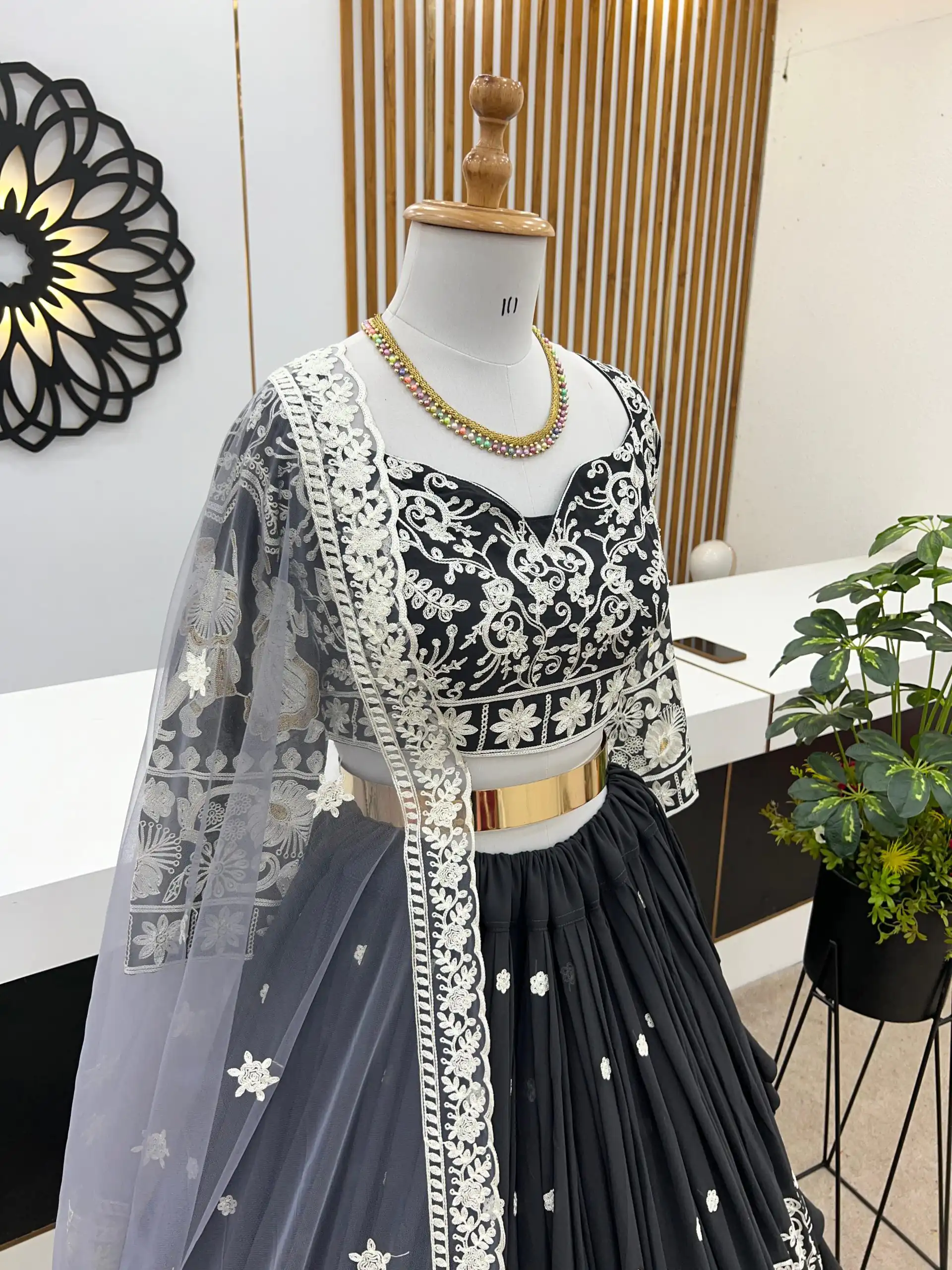 ZF 366 Black Color Faux Georgette Embroidery Work Lehenga Choli Wedding, Party,Events Etc. Expected Delivery 4-6 Working Days 2049/- | Lehenga, Bollywood Lehenga, Creative Lehenga, Designer Lehenga, Embroidered Lehenga, Party Wear Lehenga