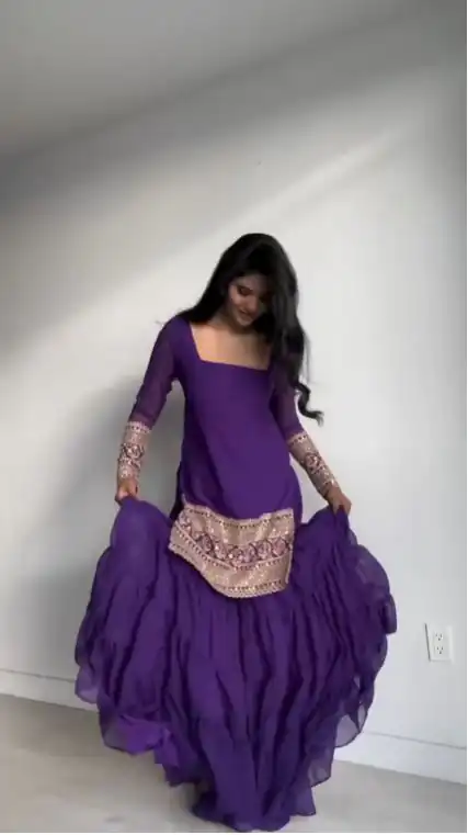 RTC 5662 Voilet Color Faux Georgette thread Sequence Work Sharara Suit Casual, Wedding,, Festive, Events Etc. Expected Delivery 4-6 Working Days @1949/- | Jump Suits, Salwar suit, Designer Suits, Casual Suits, Creative suits, Palazzo Suits, Party Wear Suits, Patiala Suits, Straight Suits