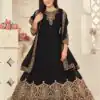Marvelous Black Color Georgette Cording Stone Work Anarkali Suit