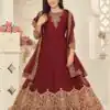 Marvelous Maroon Color Georgette Cording Stone Work Anarkali Suit