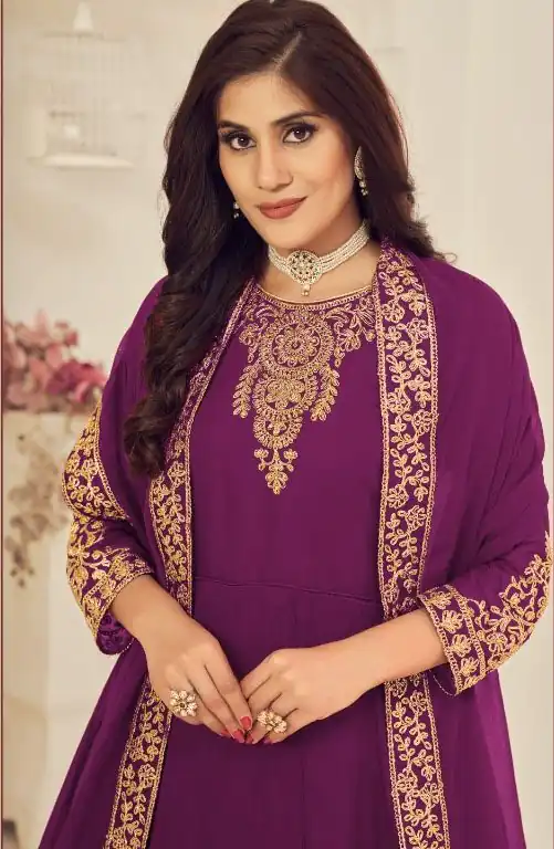 DS 1123 Purple color Georgette Cording Stone Work Anarkali Suit Wedding, Party, Festive, Events Etc. Expected Delivery 4-6 Working Days @2199/- | Anarkali Suits, Bollywood Anarkali, Creative-Anarkali, Designer Anarkali, Embroidered Anarkali, Party Wear Anarkali
