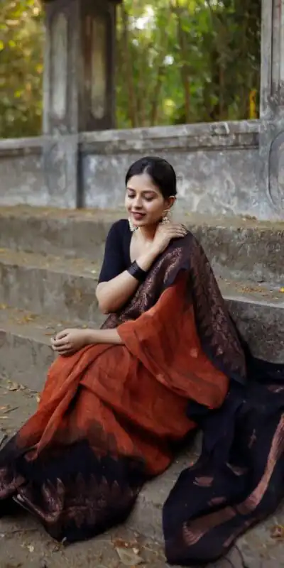 KP 5053 Black & Orange Color Soft Lilan Slab Weaving Work Saree Casual, Party Wear, Wedding, Events Etc. Expected Delivery 4-6 Working Days @1499/- | Sarees, Bollywood Sarees, Creative Sarees, Designer Sarees, Embroidered Sarees, Ethnic Saree, Modern Digital sarees, Party Wear Sarees