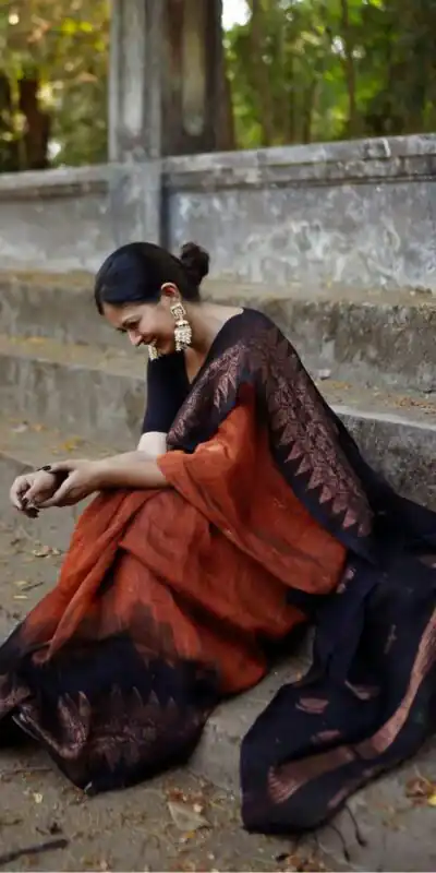 KP 5053 Black & Orange Color Soft Lilan Slab Weaving Work Saree Casual, Party Wear, Wedding, Events Etc. Expected Delivery 4-6 Working Days @1499/- | Sarees, Bollywood Sarees, Creative Sarees, Designer Sarees, Embroidered Sarees, Ethnic Saree, Modern Digital sarees, Party Wear Sarees