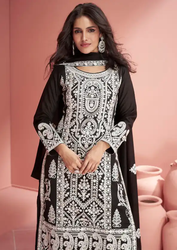 Ashirwad 9904 Black Color heavy sequence Embroidery work Salwar Suit , Wedding, Party, Festive, Events Etc. Expected Delivery 4-6 Working Days @2999/- | Jump Suits, Salwar suit, Designer Suits, Casual Suits, Creative suits, Palazzo Suits, Party Wear Suits, Patiala Suits, Straight Suits