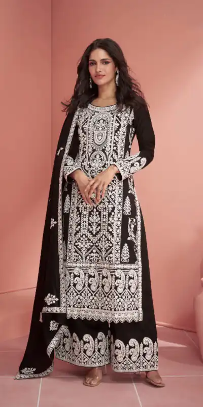 Ashirwad 9904  Black Color heavy sequence Embroidery work Salwar Suit , Wedding, Party, Festive, Events Etc. Expected Delivery 4-6 Working Days @2999/- | Jump Suits, Salwar suit, Designer Suits, Casual Suits, Creative suits, Palazzo Suits, Party Wear Suits, Patiala Suits, Straight Suits