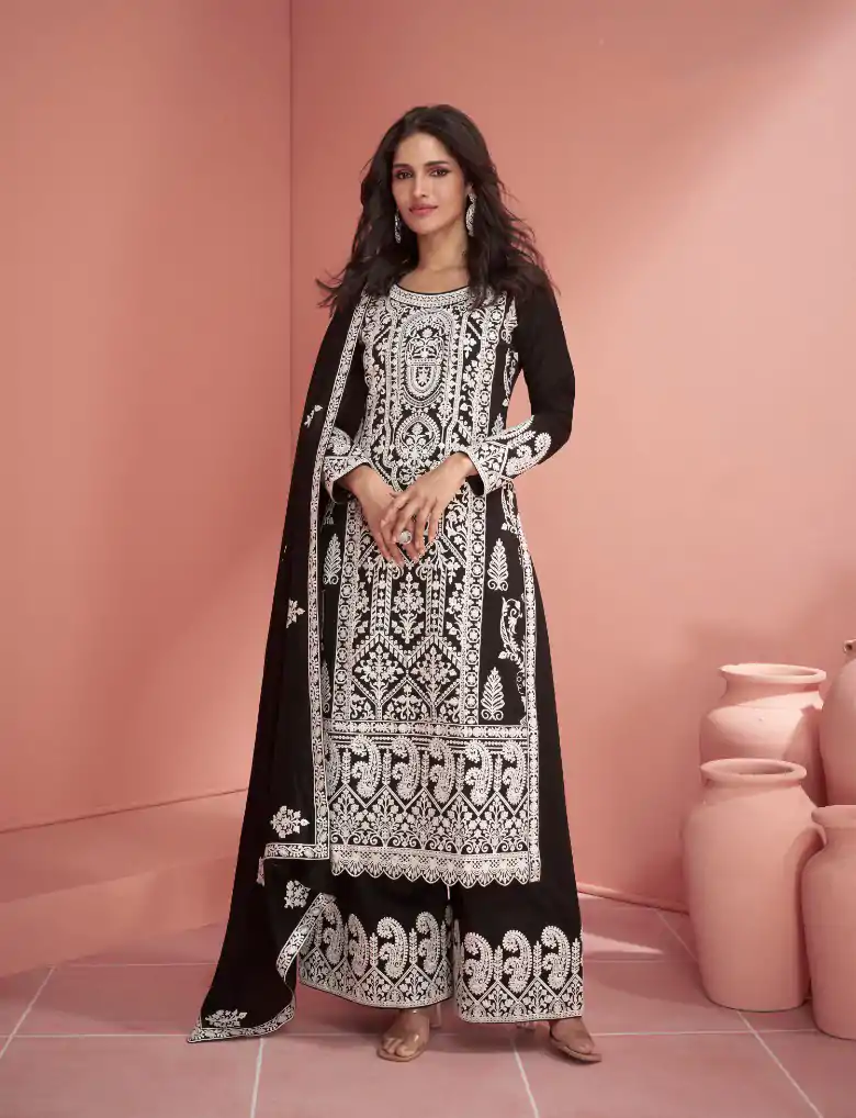 Ashirwad 9904 Black Color heavy sequence Embroidery work Salwar Suit , Wedding, Party, Festive, Events Etc. Expected Delivery 4-6 Working Days @2999/- | Jump Suits, Salwar suit, Designer Suits, Casual Suits, Creative suits, Palazzo Suits, Party Wear Suits, Patiala Suits, Straight Suits