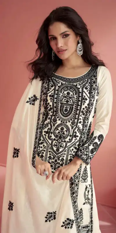 Ashirwad 9903  White Color heavy sequence Embroidery work Salwar Suit , Wedding, Party, Festive, Events Etc. Expected Delivery 4-6 Working Days @2999/- | Jump Suits, Salwar suit, Designer Suits, Casual Suits, Creative suits, Palazzo Suits, Party Wear Suits, Patiala Suits, Straight Suits