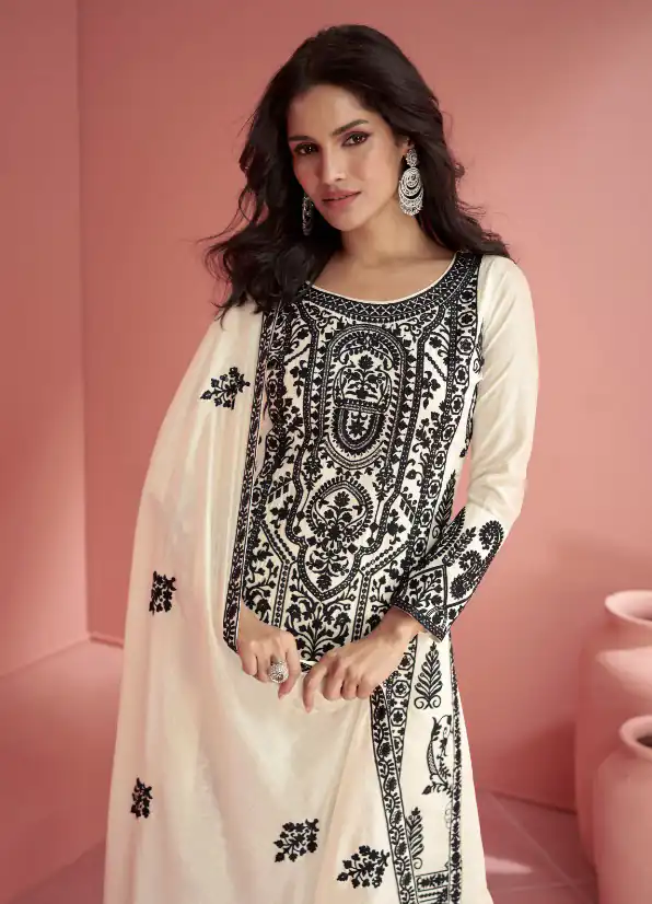 Ashirwad 9903  White Color heavy sequence Embroidery work Salwar Suit , Wedding, Party, Festive, Events Etc. Expected Delivery 4-6 Working Days @2999/- | Jump Suits, Salwar suit, Designer Suits, Casual Suits, Creative suits, Palazzo Suits, Party Wear Suits, Patiala Suits, Straight Suits