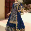 Artful Navy Blue Georgette Soft Net Sequence Embroidery Work Lehenga Choli