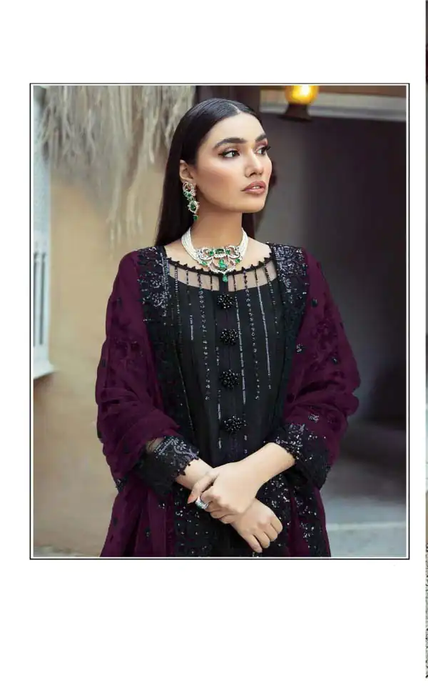 New Exclusive Black & Purple Faux Georgette Salwar Suit