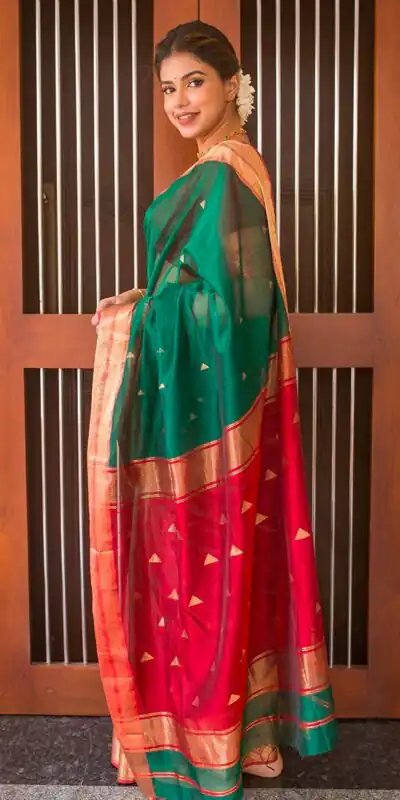 DDF Triveni Green Color Banarasi Soft Silk Ordinary Design Saree Casual, Party Wear, Wedding, Events, Etc. Expected Delivery 4-6 Working Days 1499/- | Sarees, Bollywood Sarees, Creative Sarees, Designer Sarees, Embroidered Sarees, Ethnic Saree, Modern Digital sarees, Party Wear Sarees