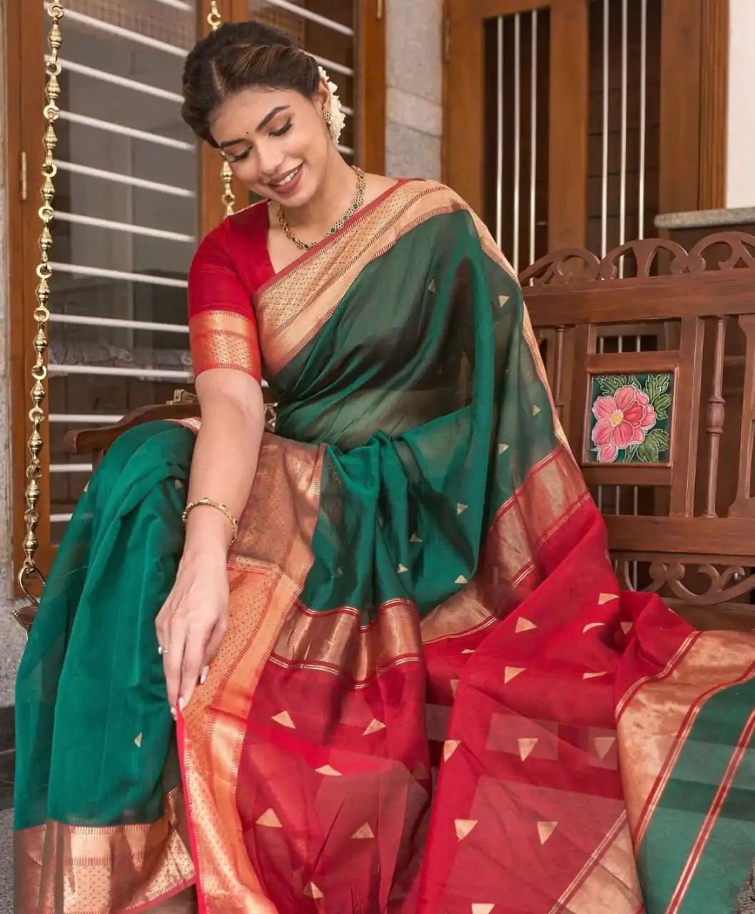 DDF Triveni Green Color Banarasi Soft Silk Ordinary Design Saree Casual, Party Wear, Wedding, Events, Etc. Expected Delivery 4-6 Working Days 1499/- | Sarees, Bollywood Sarees, Creative Sarees, Designer Sarees, Embroidered Sarees, Ethnic Saree, Modern Digital sarees, Party Wear Sarees