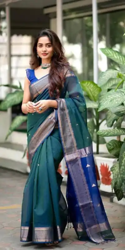 DDF Triveni Teal Blue Color Banarasi Soft Silk Ordinary Design Saree Casual, Party Wear, Wedding, Events Etc. Expected Delivery 4-6 Working Days 1499/- | Sarees, Bollywood Sarees, Creative Sarees, Designer Sarees, Embroidered Sarees, Ethnic Saree, Modern Digital sarees, Party Wear Sarees