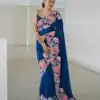 Nice Royal Blue Color Heavy Rangoli With Multi Embroidery Saree