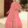 Artful Pink Color Georgette Soft Net Sequence Embroidery Work Lehenga Choli