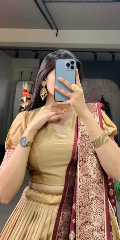 LNB2014 Chickoo Color Vichitra Silk Jacquard Lace Lehenga Choli Traditional, Festive, Party, Wedding, Events,etc. Expected Delivery 4-6 Working Days @1999/- | Lehenga, Bollywood Lehenga, Creative Lehenga, Designer Lehenga, Embroidered Lehenga, Party Wear Lehenga