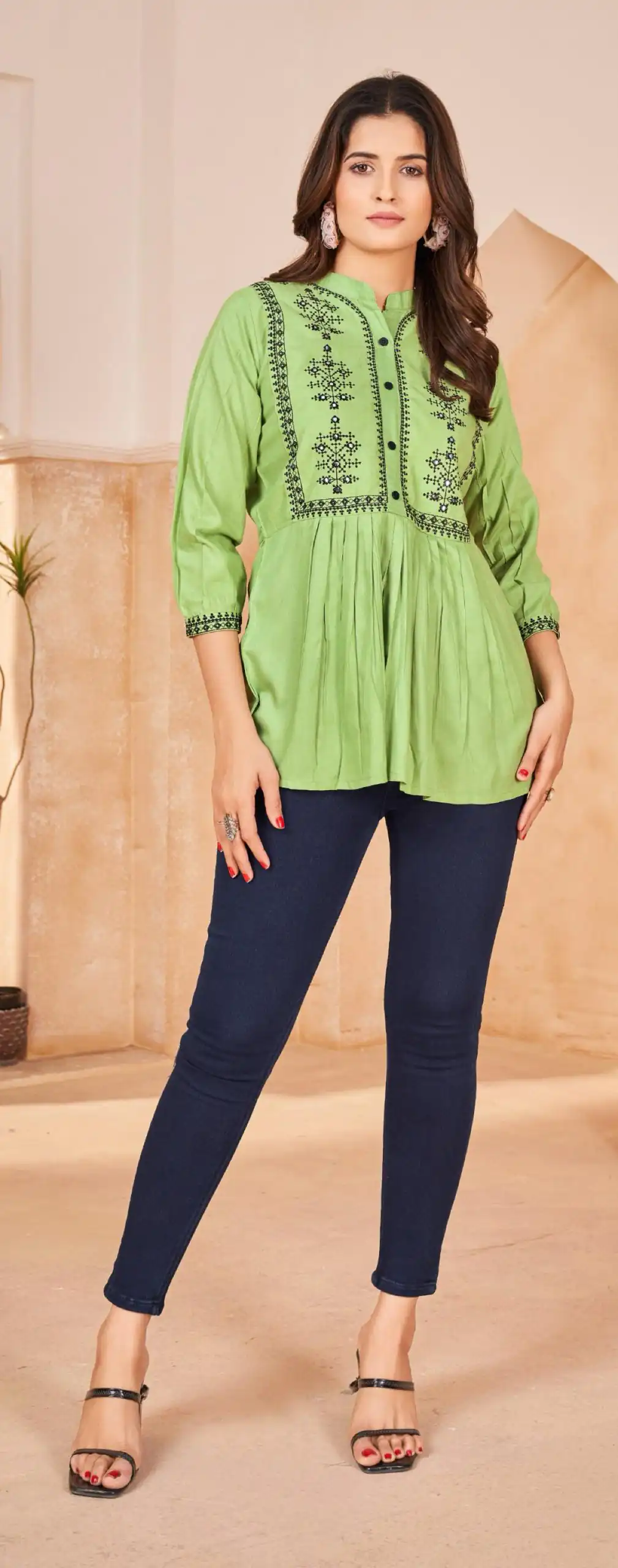 INLI  Bubbly Green Color Heavy Rayon Embroidery work Kurti Casual, Wedding, Party, Festive, Events Etc. Expected Delivery 4-6 Working Days @999/- | Kurti, Bollywood Kurti, Creative Kurtis, Designer Kurti, Party Wear Kurti, Selfie Kurti