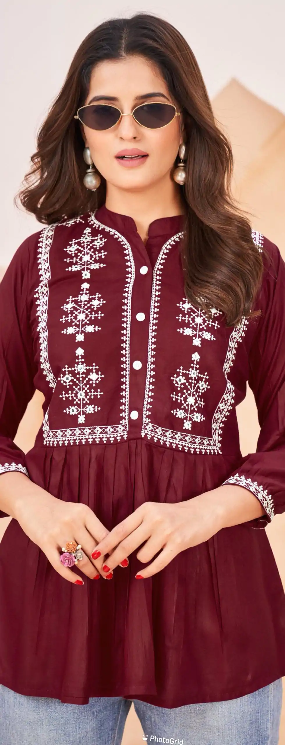 INLI Bubbly Maroon Color Heavy Rayon Embroidery work Kurti Casual, Wedding, Party, Festive, Events Etc. Expected Delivery 4-6 Working Days @999/- | Kurti, Bollywood Kurti, Creative Kurtis, Designer Kurti, Party Wear Kurti, Selfie Kurti