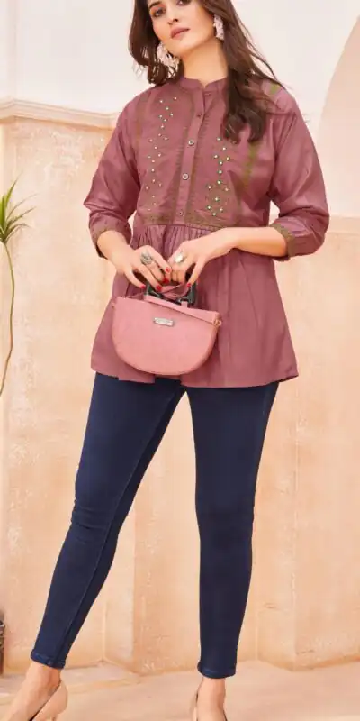 INLI Bubbly Peach Color Heavy Rayon Embroidery work Kurti Casual, Wedding, Party, Festive, Events Etc. Expected Delivery 4-6 Working Days @999/- | Kurti, Bollywood Kurti, Creative Kurtis, Designer Kurti, Party Wear Kurti, Selfie Kurti
