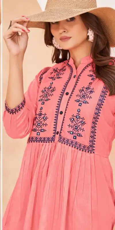 INLI Bubbly Pink Color Georgette Sequins Embroidery work Kurti Casual, Wedding, Party, Festive, Events Etc. Expected Delivery 4-6 Working Days @999/- | Kurti, Bollywood Kurti, Creative Kurtis, Designer Kurti, Party Wear Kurti, Selfie Kurti