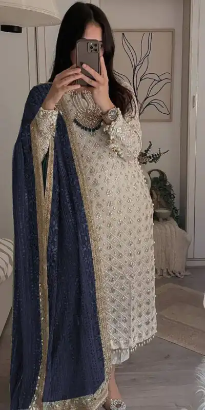 LG 1816 White Color Sequence Work Salwar Suit With Blue Dupatta Casual, Wedding, Festive, Events Etc. Expected Delivery 4-6 Working Days @2349/- | Salwar suit, Designer Suits, Casual Suits, Creative suits, Party Wear Suits, Patiala Suits, Straight Suits
