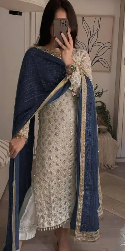 LG 1816 White Color Sequence Work Salwar Suit With Blue Dupatta Casual, Wedding, Festive, Events Etc. Expected Delivery 4-6 Working Days @2349/- | Salwar suit, Designer Suits, Casual Suits, Creative suits, Party Wear Suits, Patiala Suits, Straight Suits