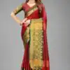Resplendent Red Color Pure Mercerized Cotton Silk Saree