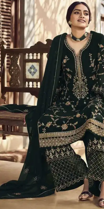 Fc 22987 Black Color Georgette Embroidery Stone Work Sharara Suit Wedding, Party, Festive Expected Delivery 4-6 Working Days  @2149/- | Jump Suits, Salwar suit, Designer Suits, Casual Suits, Creative suits, Palazzo Suits, Party Wear Suits, Patiala Suits, Straight Suits