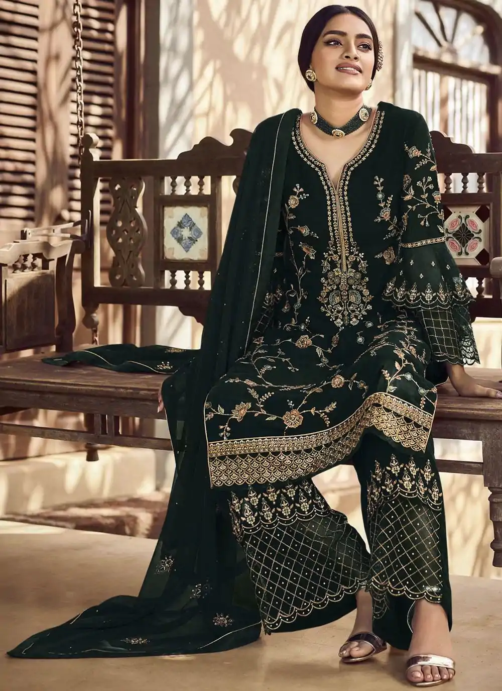 Fc 22987 Black Color Georgette Embroidery Stone Work Sharara Suit Wedding, Party, Festive Expected Delivery 4-6 Working Days  @2149/- | Jump Suits, Salwar suit, Designer Suits, Casual Suits, Creative suits, Palazzo Suits, Party Wear Suits, Patiala Suits, Straight Suits