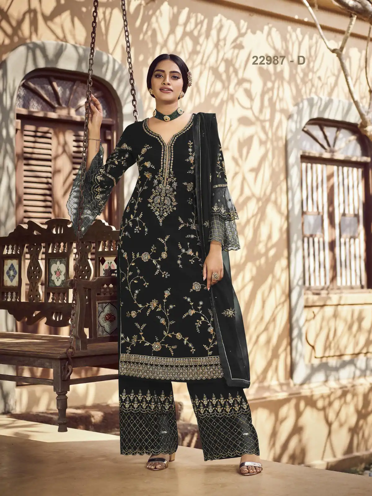Fc 22987 Black Color Georgette Embroidery Stone Work Sharara Suit Wedding, Party, Festive Expected Delivery 4-6 Working Days  @2149/- | Jump Suits, Salwar suit, Designer Suits, Casual Suits, Creative suits, Palazzo Suits, Party Wear Suits, Patiala Suits, Straight Suits