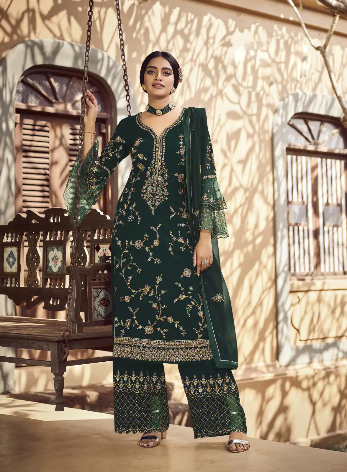 Fc 22987 Blue Color Georgette Embroidery Stone work Sharara Suit Wedding, Party, Festive   Expected Delivery 4-6 Working Days  @2149/- | Jump Suits, Salwar suit, Designer Suits, Casual Suits, Creative suits, Palazzo Suits, Party Wear Suits, Patiala Suits, Straight Suits