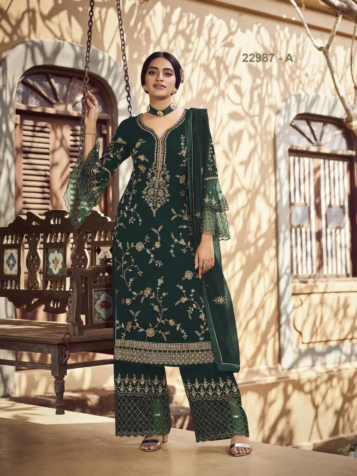 Fc 22987 Green Color Georgette Embroidery Stone Work Sharara Suit Wedding, Party, Festive Expected Delivery 4-6 Working Days  @2149/- | Jump Suits, Salwar suit, Designer Suits, Casual Suits, Creative suits, Palazzo Suits, Party Wear Suits, Patiala Suits, Straight Suits