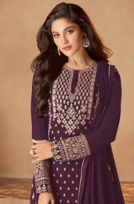 FC 128 Maroon Color Heavy Georgette Sequins Work Sharara Suit Blooming Georgette With Heavy Sequins Wedding, Party, Festive @2199/- | Salwar suit, Designer Suits, Casual Suits, Creative suits, Palazzo Suits, Party Wear Suits, Patiala Suits, Straight Suits
