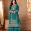 FC 128 Peacock Blue Color Georgette Sequins Work Sharara Suit Wedding, Party, Festive, Events Etc. Expected Delivery  4-6 Working Days @2199/- | Salwar suit, Designer Suits, Casual Suits, Creative suits, Palazzo Suits, Party Wear Suits, Patiala Suits, Straight Suits
