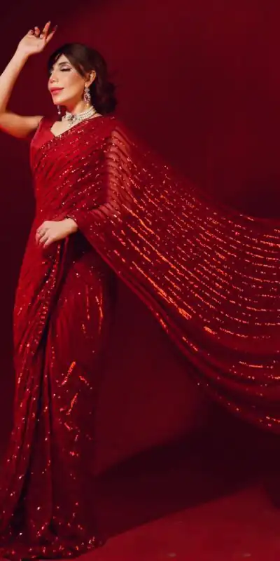 JR 601 Red Color Georgette Embroidery Sequence Work Casual, Party Wear, Wedding, Events Etc. Expected Delivery 4-6 Working Days @1699/- | Sarees, Bollywood Sarees, Creative Sarees, Designer Sarees, Embroidered Sarees, Ethnic Saree, Modern Digital sarees, Party Wear Sarees