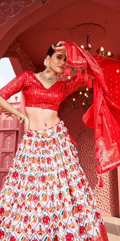 LNB1640 Red Color Dola Silk Patola Foil Printed lehenga choli Traditional Wear, Festive, Wedding, Party, Events etc. Expected 4-6 Working Days @1799/- | Lehenga, Bollywood Lehenga, Creative Lehenga, Designer Lehenga, Embroidered Lehenga, Party Wear Lehenga
