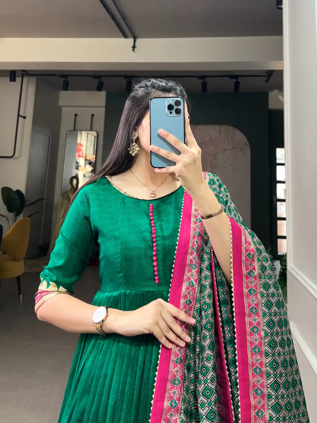 YNF 5007 Green Color Tussar Silk Print With Foil Printed Gown Casual, Wedding, Party, Festive, Events Etc. Expected Delivery 4-6 Working Days @2049/- | Gowns, Bollywood Gowns, Creative Gowns, Designer Gowns, Embroidered Gowns, Party Wear Gowns