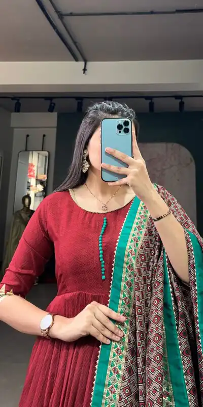 YNF 5007 Maroon Color Tussar Silk Print With Foil Printed Gown Casual, Wedding, Party, Festive, Events Etc. Expected Delivery 4-6 Working Days @2049/- | Gowns, Bollywood Gowns, Creative Gowns, Designer Gowns, Embroidered Gowns, Party Wear Gowns