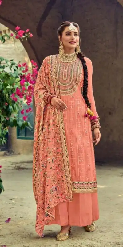 new-exclusive-peach-color-embroidery-work-sharara-suit