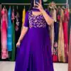 Stylish Violet Color Georgette thread with Sequence Work Gown