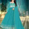 Wonderful Sea Green Color Georgette with Foil Embroidery Stone Work Anarkali Suit