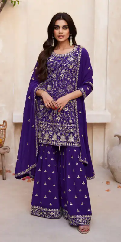 Fc Zohara 9759 Purple Top : Georgette Work : Heavy Embroidery Designer Work Bottom : Santoon Wedding, Party, Festive @3249/- | Salwar suit, Designer Suits, Casual Suits, Creative suits, Palazzo Suits, Party Wear Suits, Patiala Suits, Straight Suits